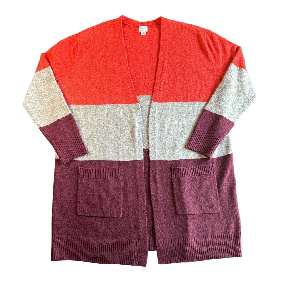 A New Day Women's Open Front Knit Cardigan Sweater Color Block XL